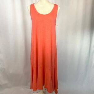Caslon Tank Dress Coral Soft Cotton Blend Midi High Low Women’s Sz Small
